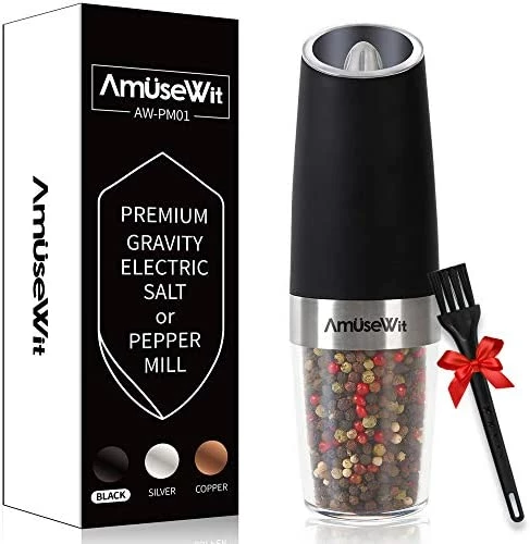 Promo 🎁 Gravity Electric Salt And Pepper Grinder Set【White Light】- Battery Operated Automatic Salt And Pepper Mills,Adjustable Coarseness,One-Handed Operation,Utility Brush,Stainless Steel By 😉 - Image 10