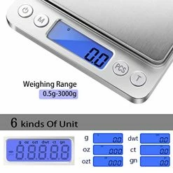 Buy 🛒 Fuzion Digital Kitchen Scale 3000g/ 0.1g, Pocket Food Scale 6 Measure Modes, Gram Scale With 2 Trays, LCD, Tare, Digital Scale Grams And Ounces For Food, Cooking, Nutrition, Reptiles(Battery Included) Gold 🎁