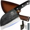 Best deal 👍 XYJ Authentic Since 1986,Outstanding Ancient Forging,6.7 Inch Full Tang,Serbian Chefs Knife,Chef Meat Cleaver,Kitchen Knives,Set With Leather Sheath,Take Carrying,Butcher,for Camping Or Outdoor Black 💯
