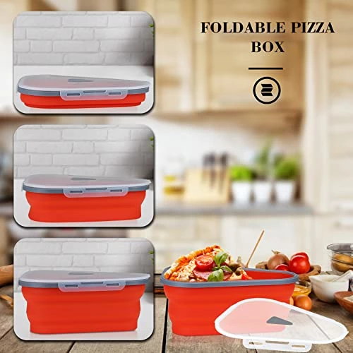 Outlet π ICNESS Pizza Storage Container Expandable,Pizza Container With 5 Microwavable Serving Trays,Adjustable Pizza Slice Container,Reusable Pizza Storage To Organize Save Space ,Microwave Safe β€οΈ - Image 3
