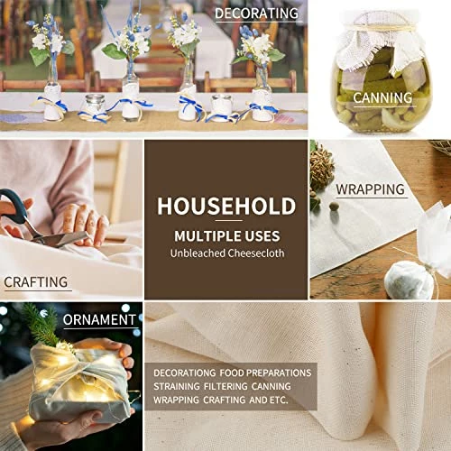 New π€© Olicity Cheesecloth, Grade 100, 45 Sq Feet, Reusable Cheese Cloth Ultra Fine Cheese Cloths For Straining, Unbleached Butter Muslin Cloth For Cooking, Cold Brew Coffee, π Halloween Decorations - 5 Yards π - Image 5