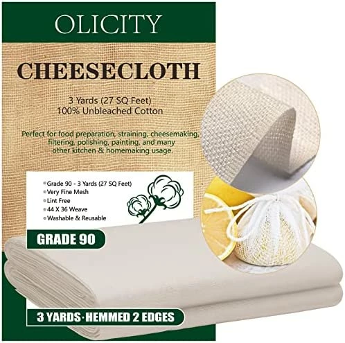New π€© Olicity Cheesecloth, Grade 100, 45 Sq Feet, Reusable Cheese Cloth Ultra Fine Cheese Cloths For Straining, Unbleached Butter Muslin Cloth For Cooking, Cold Brew Coffee, π Halloween Decorations - 5 Yards π - Image 13