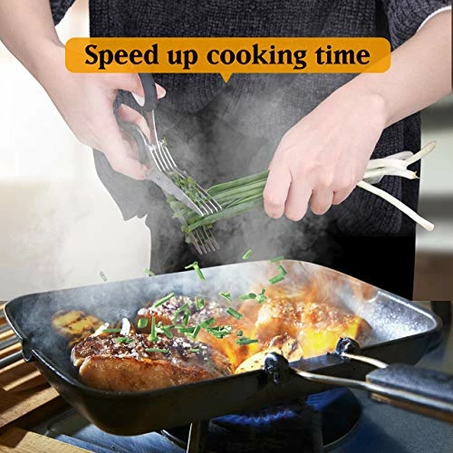 Cheap π Joyoldelf Gourmet Herb Scissors Set - Master Culinary Multipurpose Cutting Shears With Stainless Steel 5 Blades, Herb Stripper, Safety Cover And Cleaning Comb For Cutting Cilantro Onion Salad Black β - Image 4