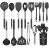 Budget ✔️ Silicone Cooking Utensil Set, Umite Chef 15pcs Silicone Cooking Kitchen Utensils Set, Non-stic - Best Kitchen Cookware With Stainless Steel Handle - Black 🎁