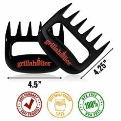 Cheap ✔️ Grillaholics BBQ Meat Shredder Claws - Wolverine Style Ultra-Sharp Blades Quickly Lift Handle & Shred Meats - Best Dishwasher Safe Bear Claw Pulled Pork Meat Shredders In BBQ Grill Accessories (Black) 😀