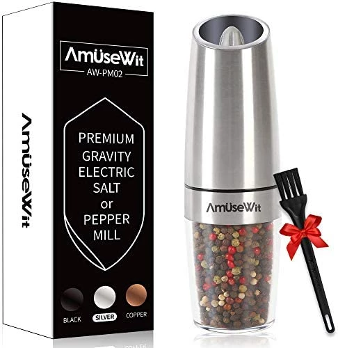 Promo 🎁 Gravity Electric Salt And Pepper Grinder Set【White Light】- Battery Operated Automatic Salt And Pepper Mills,Adjustable Coarseness,One-Handed Operation,Utility Brush,Stainless Steel By 😉 - Image 8