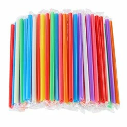 Promo ✨ RENYIH 300 Pcs Multi Colors Jumbo Smoothie Straws Boba Straws,Plastic Milkshake Straws Disposable Wide-mouthed Large Individually Wrapped Straws(0.43" Wide X 9.45" Long) 100pcs (individually Wrapped) 🔥