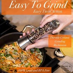 Brand new ⌛ HOME EC Premium Stainless Steel Salt Or Pepper Grinder 1pk - Adjustable Ceramic Sea Salt Grinder Or Pepper Grinder - Tall Glass Salt Or Pepper Shakers Pepper Mill Or Salt Mill W/EBook 🤩