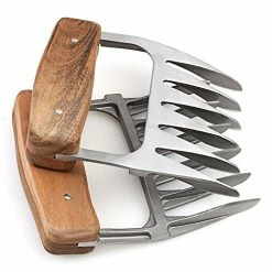 Deals ❤️ 1Easylife Metal Meat Shredder Claws, 18/8 Stainless Steel Meat Forks With Wooden Handle For Shredding, Pulling, Handing, Lifting & Serving Pork, Turkey, Chicken, Brisket 😀