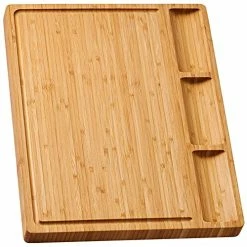 Top 10 😉 Allsum Large Bamboo Wood Cutting Board For Kitchen, Cheese Charcuterie Board With 3 Built-in Compartments And Juice Grooves, Butcher Block (17x12.6") 🧨
