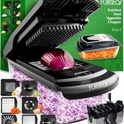 Best Sale ✔️ Fullstar Vegetable Chopper - Spiralizer Vegetable Slicer - Onion Chopper With Container - Pro Food Chopper Black Egg Slicer Dicer Cutter - 7 Blade 😉