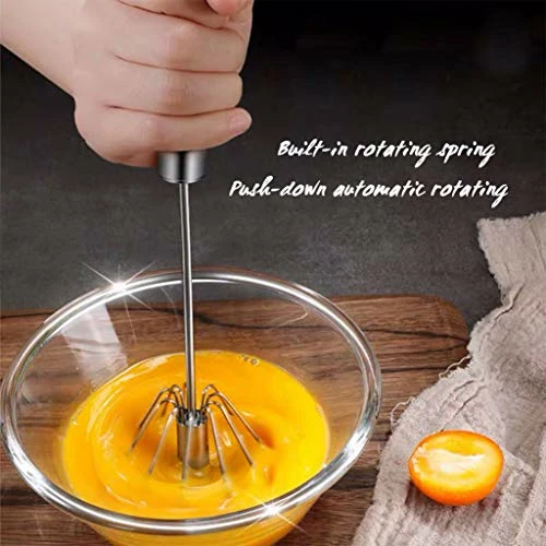 Cheap ❤️ Digead Stainless Steel Egg Whisk, Hand Push Rotary Whisk Blender, Versatile Milk Frother, Hand Push Mixer Stirrer For Blending, Whisking, Beating & Stirring (12in) ✔️ - Image 2