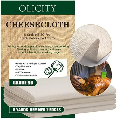 New π€© Olicity Cheesecloth, Grade 100, 45 Sq Feet, Reusable Cheese Cloth Ultra Fine Cheese Cloths For Straining, Unbleached Butter Muslin Cloth For Cooking, Cold Brew Coffee, π Halloween Decorations - 5 Yards π - Image 11