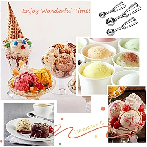 Buy 🧨 OTEHETOT Ice Cream Scoop, 3Pcs Cookie Scoop Set, Stainless Steel Ice Cream Scooper With Trigger Release, Large/Medium/Small Cookie Scooper For Baking, Cookie Scoops For Baking Set Of 3 With Cookie Dough Scoop… 👍 - Image 3