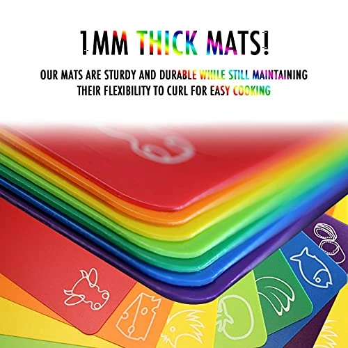 Best Sale 𧨠Cutting Board Mats Flexible Plastic Colored Mats With Food Icons, Fotouzy BPA-Free, Non-Porous, Anti-skid Back And Dishwasher Safe, Set Of 7 π - Image 2