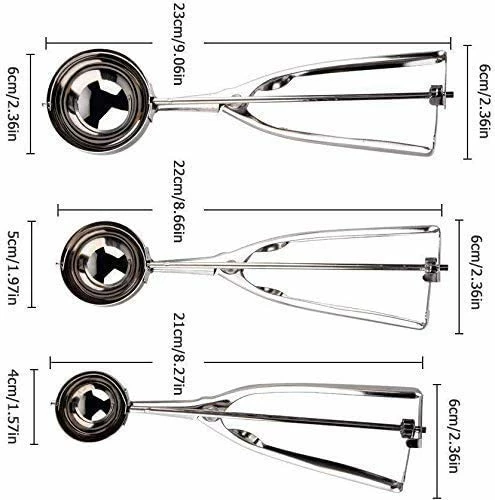 Flash Sale β Cookie Scoop Set,JSDOIN Ice Cream Scoop Set, 3 PCS 18/8 Stainless Steel Ice Cream Scoop Trigger Include Large-Medium-Small Size, Melon Scoop (cookie Scoop) β - Image 3