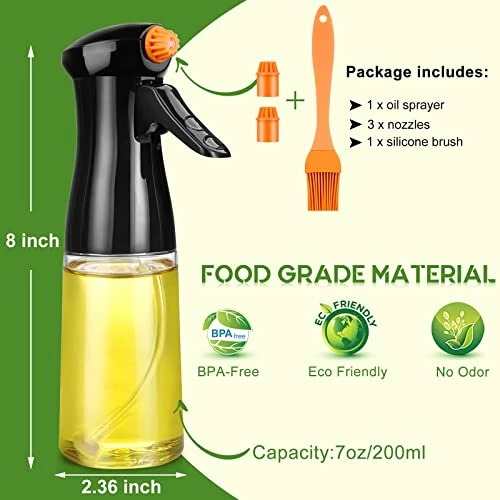Coupon π€© MUOOMU Oil Sprayer For Cooking, Upgraded Olive Oil Sprayer Bottle, Air Fryer Accessories, Oil Mister For Air Fryer, 7oz/200ml Oil Vinegar Spritzer, Kitchen Gadgets For Salad, BBQ, Roasting (Black) π - Image 6