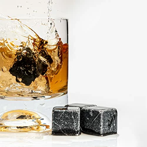 Coupon π₯ Premium Whiskey Stones Gift Set With 12 Pcs Stones And Bag. Whiskey, Bourbon, Cognac, Scotch,Gin, Wine Beverage. Marble Reusable Ice Cubes. π Birthday Gift For Whiskey Lovers.β¦ (Dark Grey) Dark Gray π - Image 4