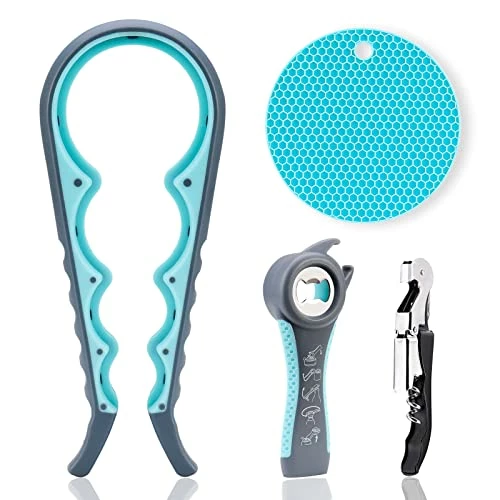 Budget π Astofli Multi Bottle Opener For Arthritic Hands With Corkscrew Wine Opener, Easy Twist Jar Opener For Weak Hands With Rubber Jar Opener Gripper Pad, Adjustable Jar Opener For Seniors With Arthritis π