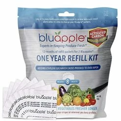 Wholesale 😍 Bluapple 1-Year Carbon Refill Kit - Keep Fruits & Vegetables Fresh Longer & Help Absorb Odors, 8 Packets With Carbon, Fruit & Vegetable Storage, Ethylene Gas Absorber For Fridge, Made In USA ❤️