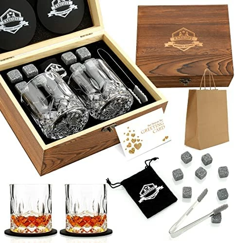 Cheapest π₯ EXREIZST Whiskey Stones Gift Set - Whiskey Glass Set Of 2 - Granite Chilling Whiskey Rocks - Scotch Bourbon Whiskey Glass Gift Box Set - Best Drinking Gifts For Men Dad Husband π₯³ Birthday Party Holiday Present β - Image 6