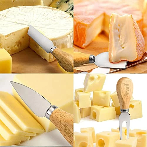 Best Pirce π Linwnil Cheese Knife Set With Gift Box For Charcuterie Accessories Stainless Steel Knives With Wood Handle Cheese Slicer Option 1 𧨠- Image 2