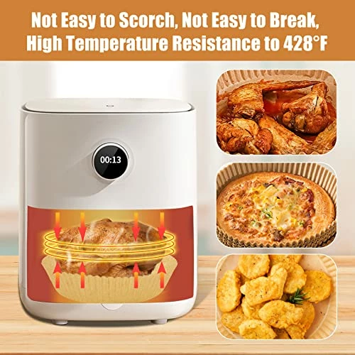 Wholesale π― Bahouloer Air Fryer Disposable Paper 100 Pcs 6.3 Inch Air Fryer Round Non-Stick Paper Prime Oil-proof Parchment Paper Cooking Paper For Fryers Basket Frying Pan Microwave Oven β€οΈ - Image 2
