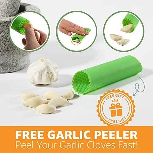 Brand new 𧨠Priority Chef Heavy Duty Large Mortar And Pestle Set, Hand Carved From Natural Granite, Make Fresh Guacamole, Salsa, Pesto, Stone Grinder Bowl, Herb Crusher, Spice Grinder, 6.3 Inch Size, Black π - Image 6