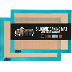Best reviews of π Gorilla Grip Non Stick Silicone Baking Mat Sheet, 2 Pack, Reusable Cookie Sheets Liner, Heat Resistant, No Oil Greasing Needed, Kitchen Oven Essentials, Food Grade And BPA Free, Half Sheet, Turquoise π₯°