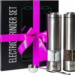 Promo ✨ K S L KSL Electric Salt And Pepper Grinder Set - Adjustable Powered Shakers - Automatic One Hand Mills With Light - Stainless Steel Battery Operated Peppermill - 🥳 Birthday, ❄ Christmas & New Year Gift Kit 🛒