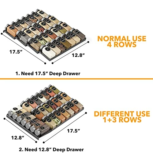 Cheap π SpaceAid Spice Drawer Organizer With 28 Spice Jars, 386 Spice Labels And Chalk Marker, 4 Tier Seasoning Rack Tray Insert For Kitchen Drawers, 12.8" Wide X 17.5" Deep π - Image 4
