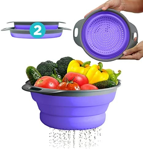 Cheapest π 2 Pcs Colander Set - Collapsible Colanders By Comfify - Sink Strainers For Kitchen - 2 & 3 Qt / 8" & 9.5" Size - Red π - Image 9