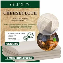 New 🤩 Olicity Cheesecloth, Grade 100, 45 Sq Feet, Reusable Cheese Cloth Ultra Fine Cheese Cloths For Straining, Unbleached Butter Muslin Cloth For Cooking, Cold Brew Coffee, 🎃 Halloween Decorations - 5 Yards 🎉