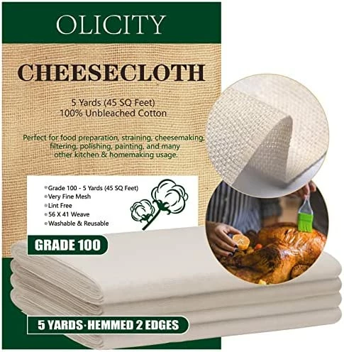 New π€© Olicity Cheesecloth, Grade 100, 45 Sq Feet, Reusable Cheese Cloth Ultra Fine Cheese Cloths For Straining, Unbleached Butter Muslin Cloth For Cooking, Cold Brew Coffee, π Halloween Decorations - 5 Yards π - Image 12