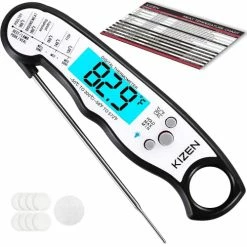Coupon ✨ KIZEN Digital Meat Thermometer - Home Gadgets & Kitchen Gifts - Wireless Probe - Waterproof Instant Read Thermometer For Cooking Food, Baking, Liquids, 🍬 Candy, Grilling BBQ & Air Fryer - Black/White ❤️