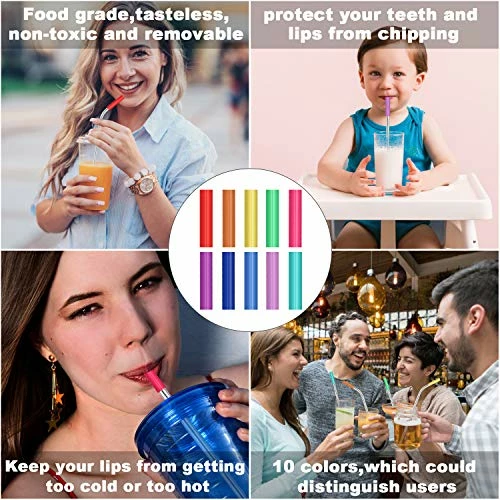 Outlet π MUTNITT 20 Pack Reusable Stainless Steel Metal Straws,10.5" & 8.5" Reusable Drinking Straws With 20 Silicone Tips 5 Straw Brushes 1 Travel Case,Eco Friendly Extra Long Metal Straw Fit For 20 24 30 Oz Tumbler Silver β¨ - Image 2