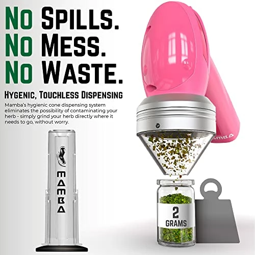 Budget π Mamba V2-55 Electric Herb Grinder , USB Rechargeable Automatic Grinder Fast Mill With Aluminum Alloy Head, Includes Herb And Spices Holding System (Pink) π - Image 4