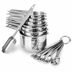 Top 10 🧨 ALLWIN-HOUSEWARE W 13-piece Measuring Cups And Spoons Set, 18/8 Stainless Steel Heavy Duty Ergonomic Handle With Ring Connector, Silver 😍