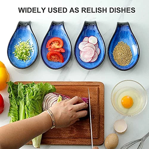 Cheap π Nihow Ceramic Spoon Rest: 4 Inch Stable Utensil Rest - Heat Resistant Spoon Holder For Kitchen Counter/Countertop/Stove Top - Dishwasher Safe - Elegant Blue (1 PC) π - Image 4