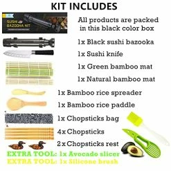 Top 10 ⭐ FUNGYAND Sushi Making Kit, All In One Sushi Bazooka Maker With Bamboo Mats, Bamboo Chopsticks, Avocado Slicer, Paddle, Spreader, Sushi Knife, Chopsticks Holder, Cotton Bag, DIY Sushi Roller Machine 👍