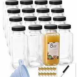 Discount 😍 MIUKAA (20 Pack) 8 Oz Glass Juicing Bottles With Reusable Lids, Drinking Jars With Airtight Black Caps, Clear Glass Travel Drink Containers - Not Losing Flavor ❤️