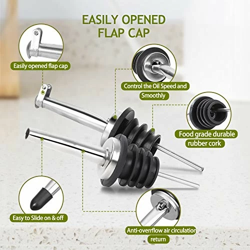 Outlet π Aozita 17oz Clear Glass Olive Oil Dispenser Bottle - 500ml Oil & Vinegar Cruet With Pourers And Funnel - Olive Oil Carafe Decanter For Kitchen β - Image 5