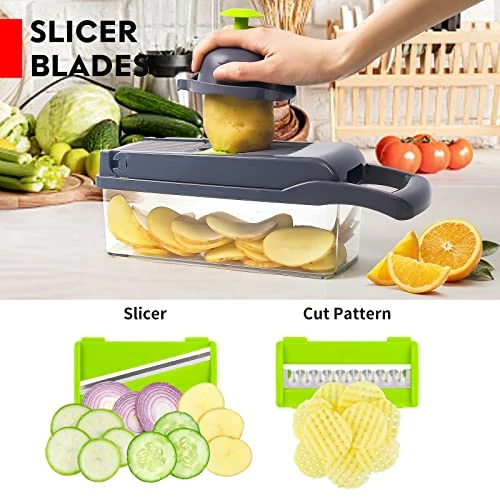 Best Sale π MAIPOR Vegetable Chopper, Pro Onion Chopper, Multifunctional 13 In 1 Food Chopper, Kitchen Vegetable Slicer Dicer Cutter,Veggie Chopper With 8 Blades,Carrot And Garlic Chopper With Container π― - Image 5