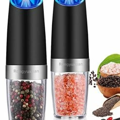 Buy 🎁 Gravity Electric Salt And Pepper Grinder Set, Automatic Pepper And Salt Mill Grinder Battery-Operated With Adjustable Coarseness, LED Light, One Hand Operated By Rongyuxuan Single/black 🤩