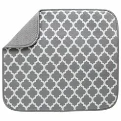 Coupon ⭐ S&T INC. Absorbent, Reversible Microfiber Dish Drying Mat For Kitchen, 16 Inch X 18 Inch, White Trellis 😍