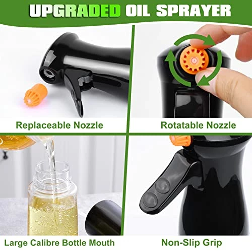 Coupon π€© MUOOMU Oil Sprayer For Cooking, Upgraded Olive Oil Sprayer Bottle, Air Fryer Accessories, Oil Mister For Air Fryer, 7oz/200ml Oil Vinegar Spritzer, Kitchen Gadgets For Salad, BBQ, Roasting (Black) π - Image 2