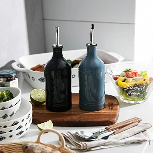 Best Sale π― SWEEJAR Ceramic Olive Oil Dispenser Bottle, Opaque Oil Cruet Protects Oil To Reduce Oxidation, Suitable For Storage Of Oil, Vinegar, Coffee Syrups & Other Liquids, Pack Of 1, 15.5 Fl Oz (Fog Blue) π€© - Image 4