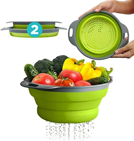 Cheapest π 2 Pcs Colander Set - Collapsible Colanders By Comfify - Sink Strainers For Kitchen - 2 & 3 Qt / 8" & 9.5" Size - Red π - Image 7