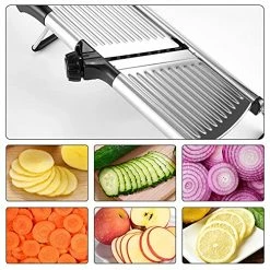 Coupon 👍 Mandoline Slicer For Kitchen -VEKAYA Stainless Steel Vegetable Slicer For Potato, Tomato And Onion, Carrot Julienne And Chopper For Vegetables With Gloves (BlacK) ❤️