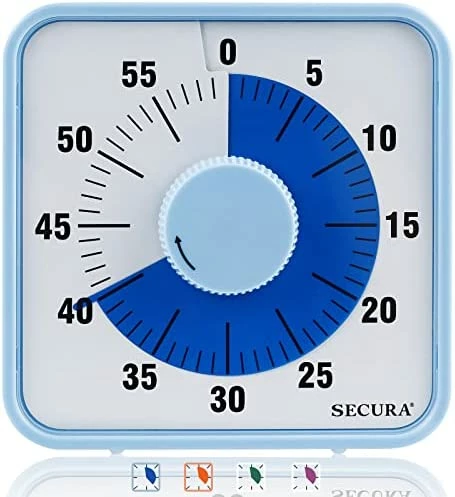 Top 10 π₯ Secura 60-Minute Visual Countdown Timer, 7.5-Inch Oversize Classroom Visual Timer For Kids And Adults, Durable Mechanical Kitchen Timer Clock With Magnetic Backing (Blue) π - Image 9